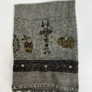 No Brand Name Gray Embroidered‎ Tribal Boho Gypsy Skirt Size Large